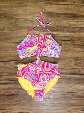 Juniors High-Neck One Piece Swimsuit